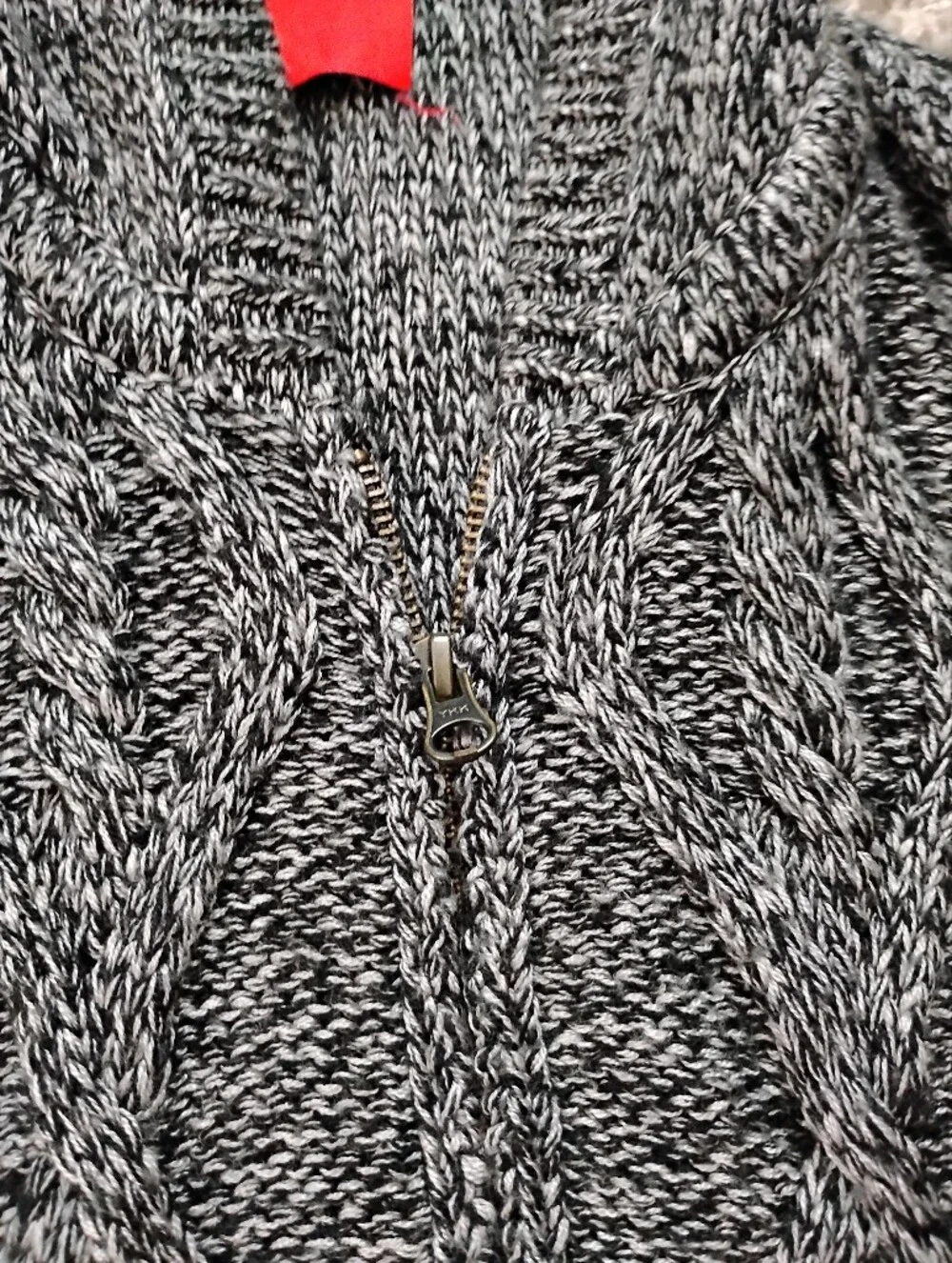 Saks Fifth Avenue Men's Black-Gray Marled Cable Knit Zip Hoodie